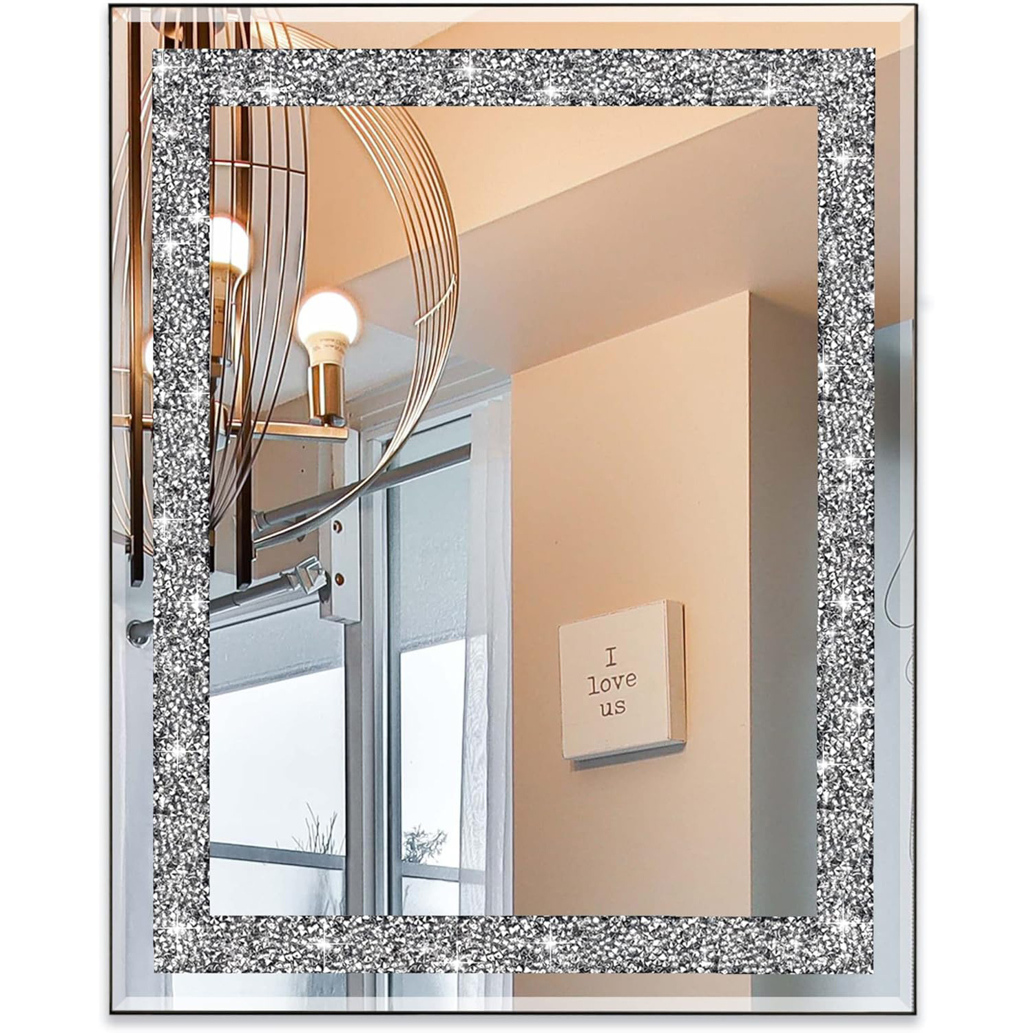 Nordic Entrance Decorative Mirror Wall-Mounted Internet Celebrity Bathroom Restroom Bathroom Vanity Mirror Light Luxury Diamond Glass