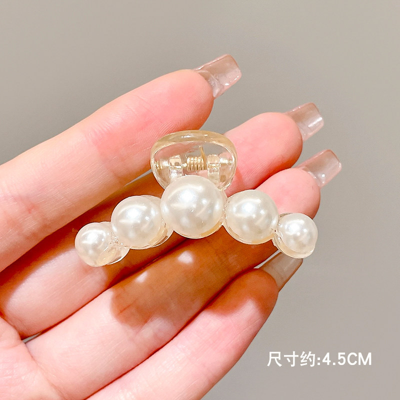 Pinza para el cabello de perlas de temperamento francés para mujer, flequillo lateral con sentido avanzado, cabello roto simple, clip de pico de pato de una palabra, horquilla, tocado