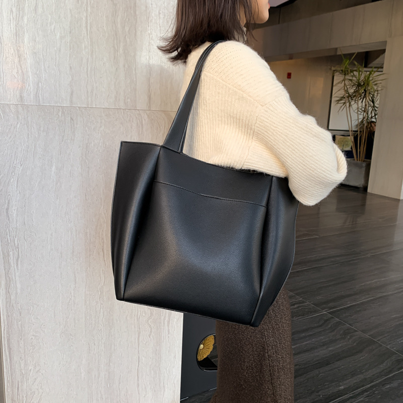 新款欧美风托特包复古质感简约单肩腋下包2025大容量百搭通勤女包|undefined