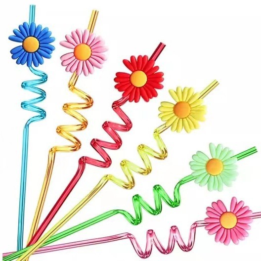 Cross-border PVC bar fiesta paja al por mayor forma creativa paja niños dibujos animados saludable juguete de paja de plástico