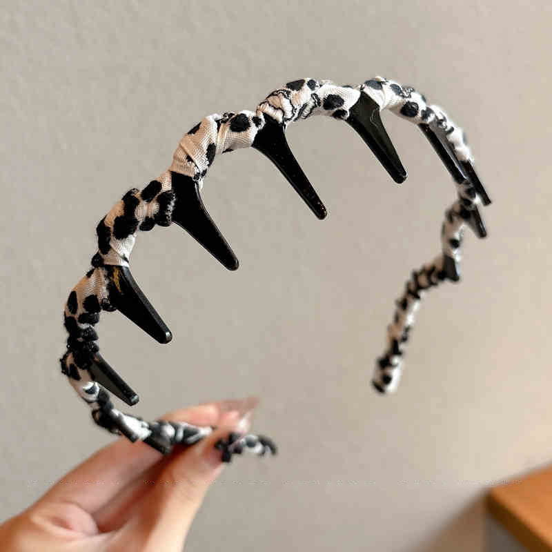 Simple con dientes ondulados banda de cabello para mujeres de alta presión craneal banda de cabello para el cabello diaria universal clip de cabello acabado artefacto tocado