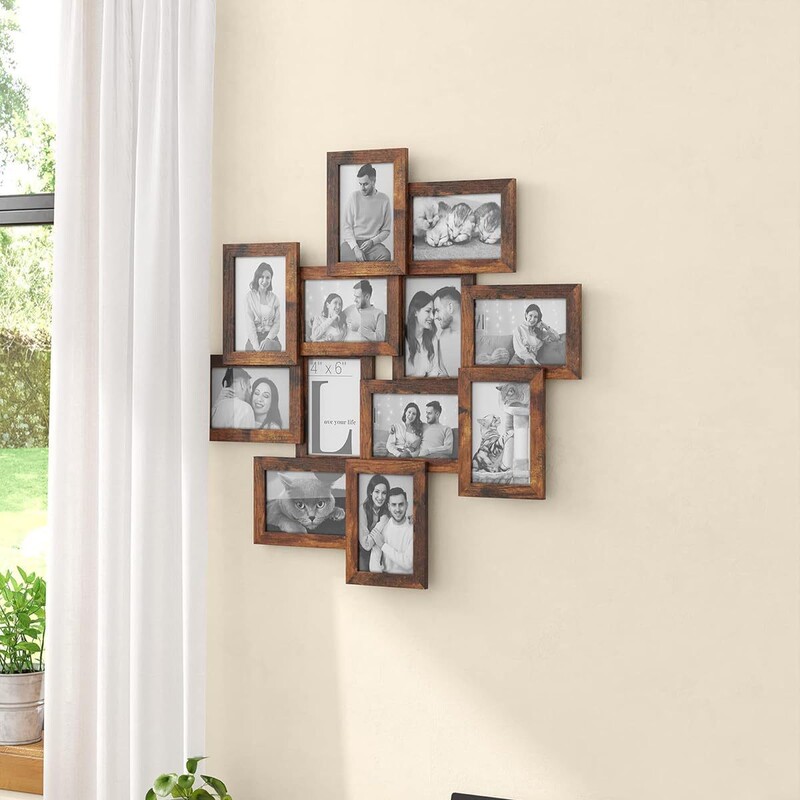 Cross-Border Collage Photo Frame Wall Decoration Photo Frame Set 12-Hole Photo Frame (Single Frame 4X6In) Finished Product Manufacturer Wholesale