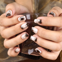 新款美甲片纯手工穿戴甲DIY系列美甲店甲片轻奢手绘高端立体钻饰