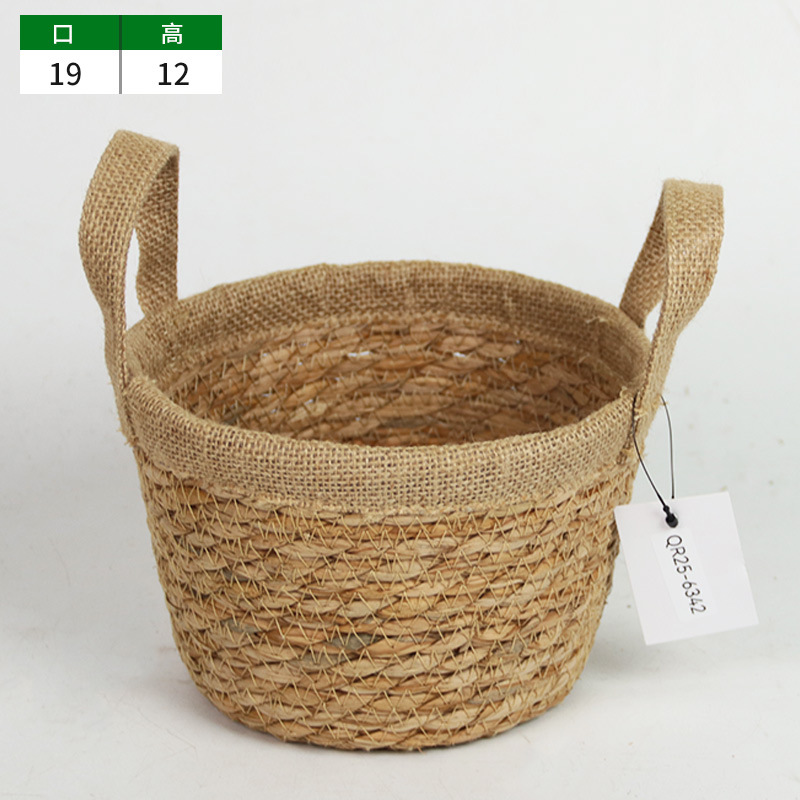 Maceta de Hierba Tejida a Mano Decorativa para Interior y Balcón