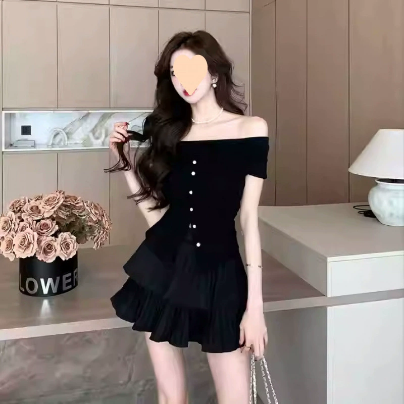 Сексуальная бюстье-топ, комплект, симпатичная летняя одежда, открытые плечи, высокая талия, городской стиль