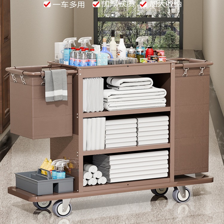 酒店客房布草车保洁车多功能手推车清洁打扫卫生车工作车