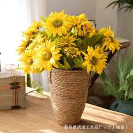 客厅草编编织花篮大号花瓶摆件插花满天星花盆套藤编花盆简约批发