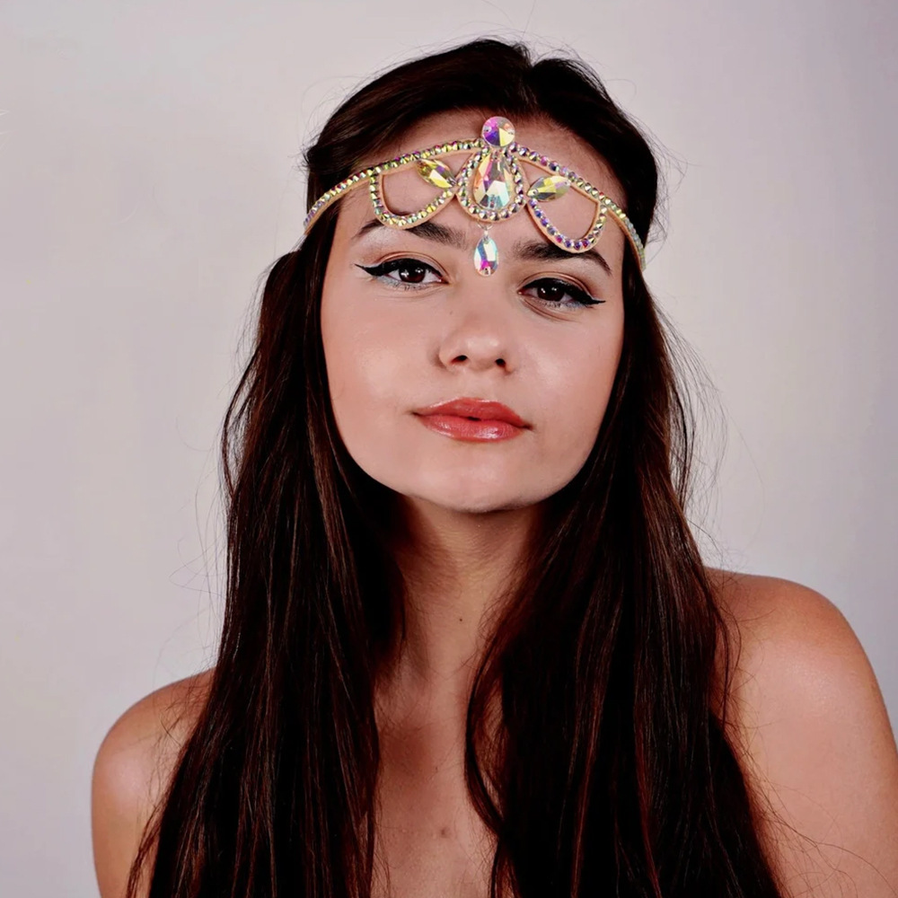 Ventas transfronterizas de gota de agua frente banda de cabello bohemia feng shui taladro de cabeza accesorios personales Headwear