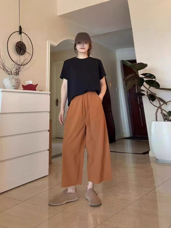 夏季胖妹妹大码薄款九分直筒休闲裤宽松显瘦遮胯阔腿裤5967#|undefined