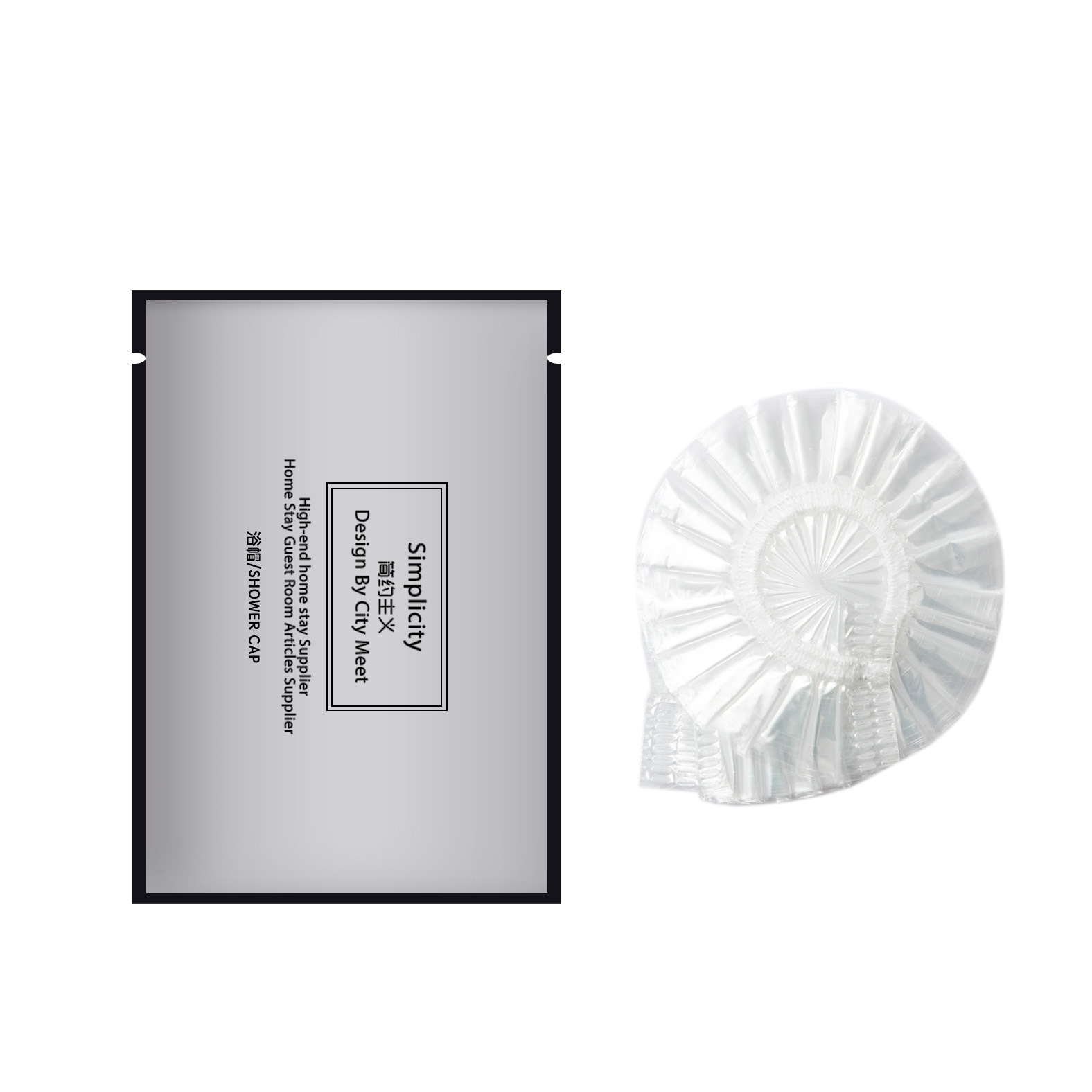 2 중 복합 3 면 밀봉 백 ~ 샤워 캡 (고압 두꺼운 스트립 샤워 캡)