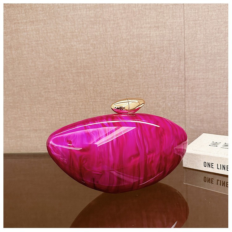 Nuevo paquete de cena de lujo ligero transfronterizo, dama alta sensación de bolso de mano acrílico bolso oval bolso de noche de hombro único