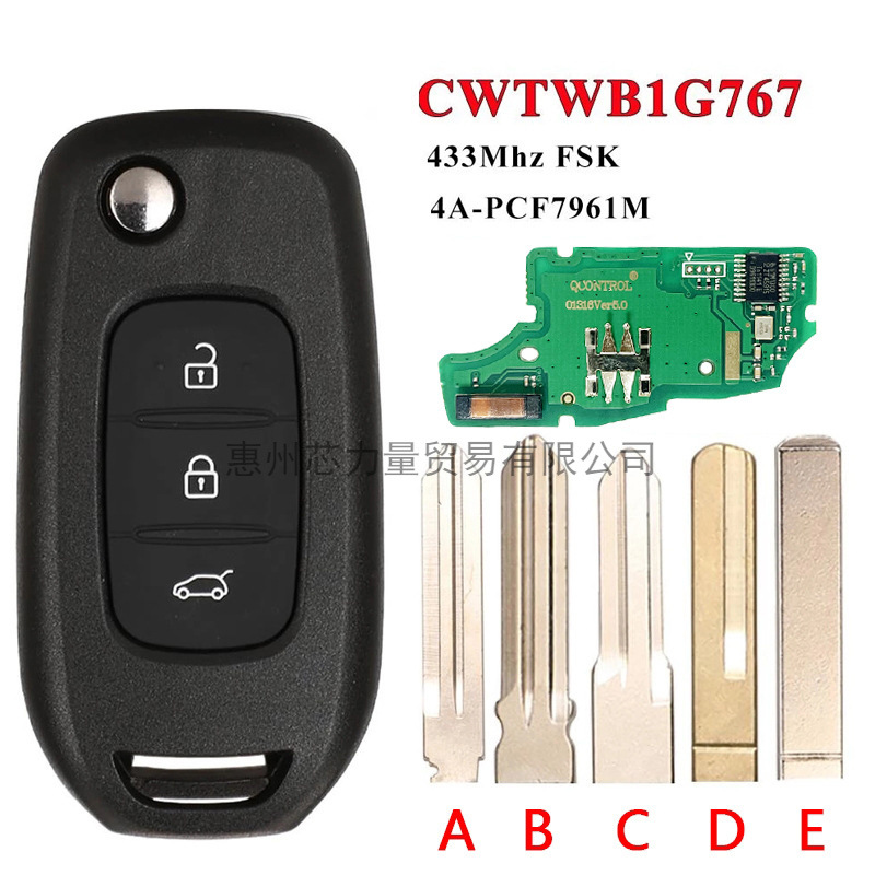 Para Renault 3 clave tarjeta inteligente clave PCF7961M 4Achip 433MHz CWTWB1G767
