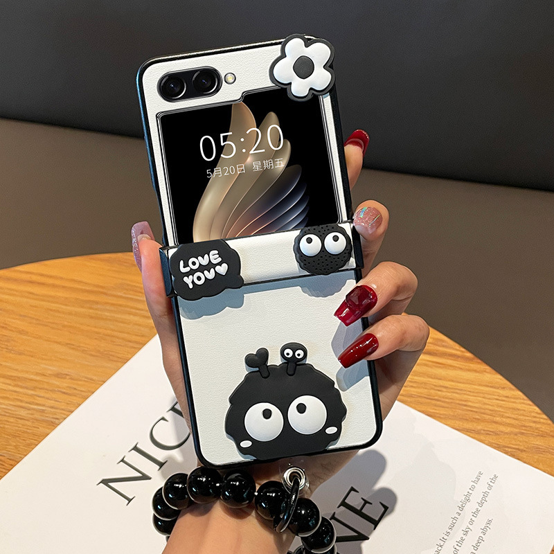 Cute Briquettes Export Suitable for Samsung Zflip6 Mobile Phone Case Flip5 Leather Texture Protective Cover Zflip 60% off Stacked Case