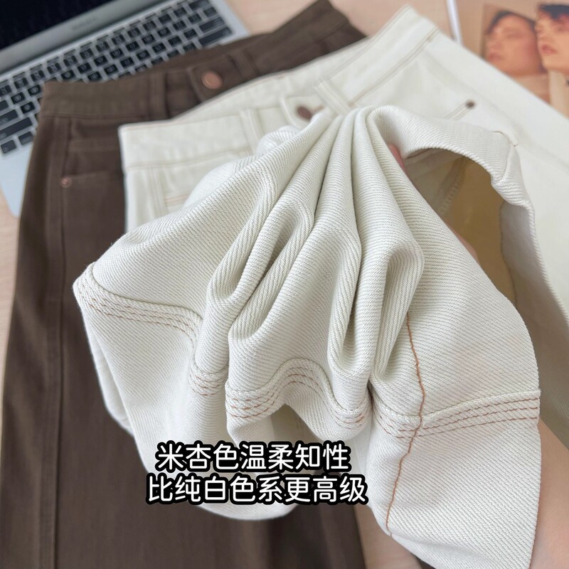 美拉德四面弹高腰显瘦牛仔裤女秋季2025新款裤子宽松直筒奶奶裤|undefined