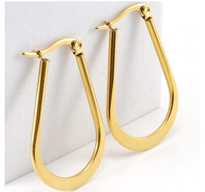 Simple Style Geometric Plating Metal Titanium Steel Hoop Earrings display picture 2