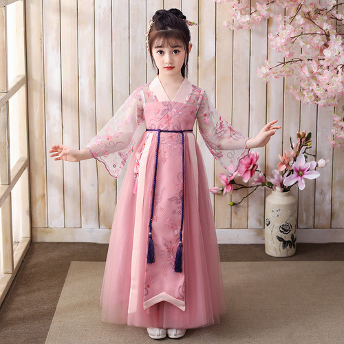 Girls hanfu pink fairy princess dress chinese ancient folk costume fairy chinese film cosplay photos shooting Ru skirt