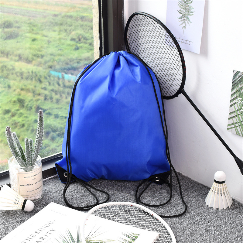 210d bolsa de cordón de poliéster Oxford mochila de cordón de tela en stock bolsa de publicidad de entrenamiento para estudiantes impresión personalizada