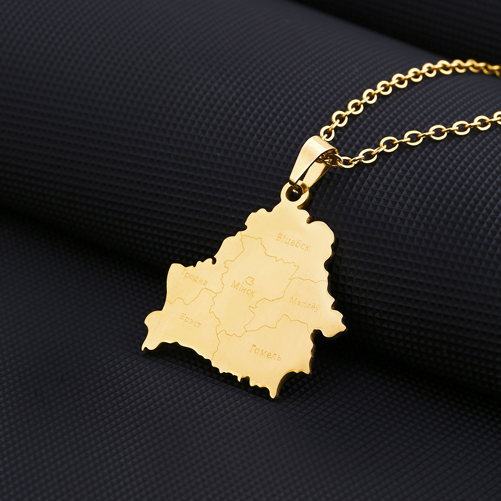 Collar de estilo hueco de oro bielorruso hueco de acero de titanio de moda Collar de pareja con colgante geométrico para hombres y mujeres