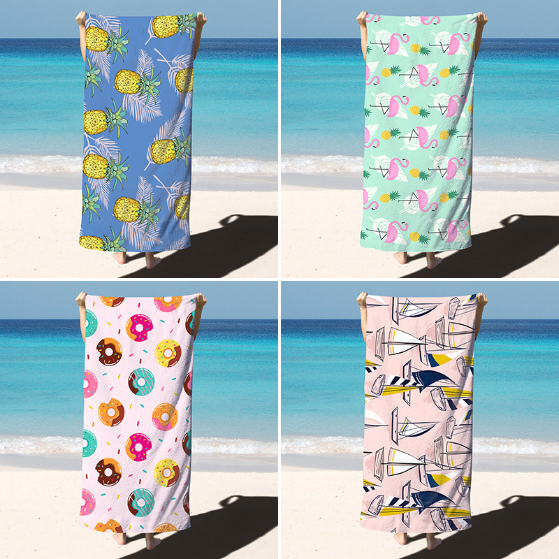 2022 new beach towel microfiber printing absorbent quick-drying thickened beauty salon bath towel wholesale gift