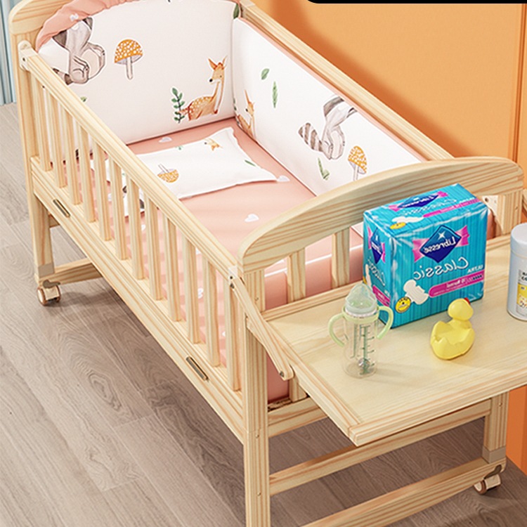 Baby Crib, Baby Bed, Newborn Bb Bed, Small Bed, Children's Multifunctional Solid Wood Cradle, Splicing Large Bed