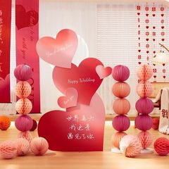 LN【店舗がよく売れている】結婚部屋の配置装飾立体愛kt板結婚柱客間の着地喜字振り子
