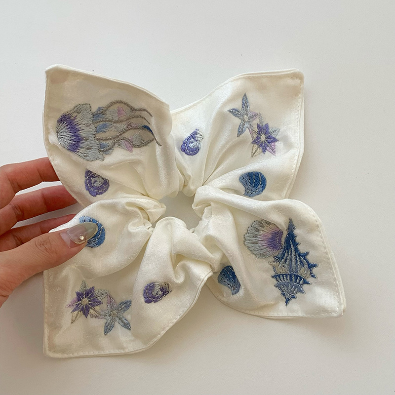 Serie china de bordado de alto nivel de mar nuevo delicado cabello impresión de cabello de alto nivel anillo de cabello de intestino para mujeres