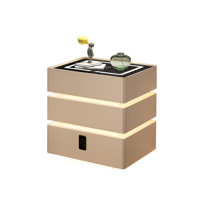 2025 meseta de cabecera flotante nueva sensación de lujo ligero de alto nivel de almacenamiento del dormitorio pequeño gabinete cuadrado de tres capas de cajón gris claro 40 ancho