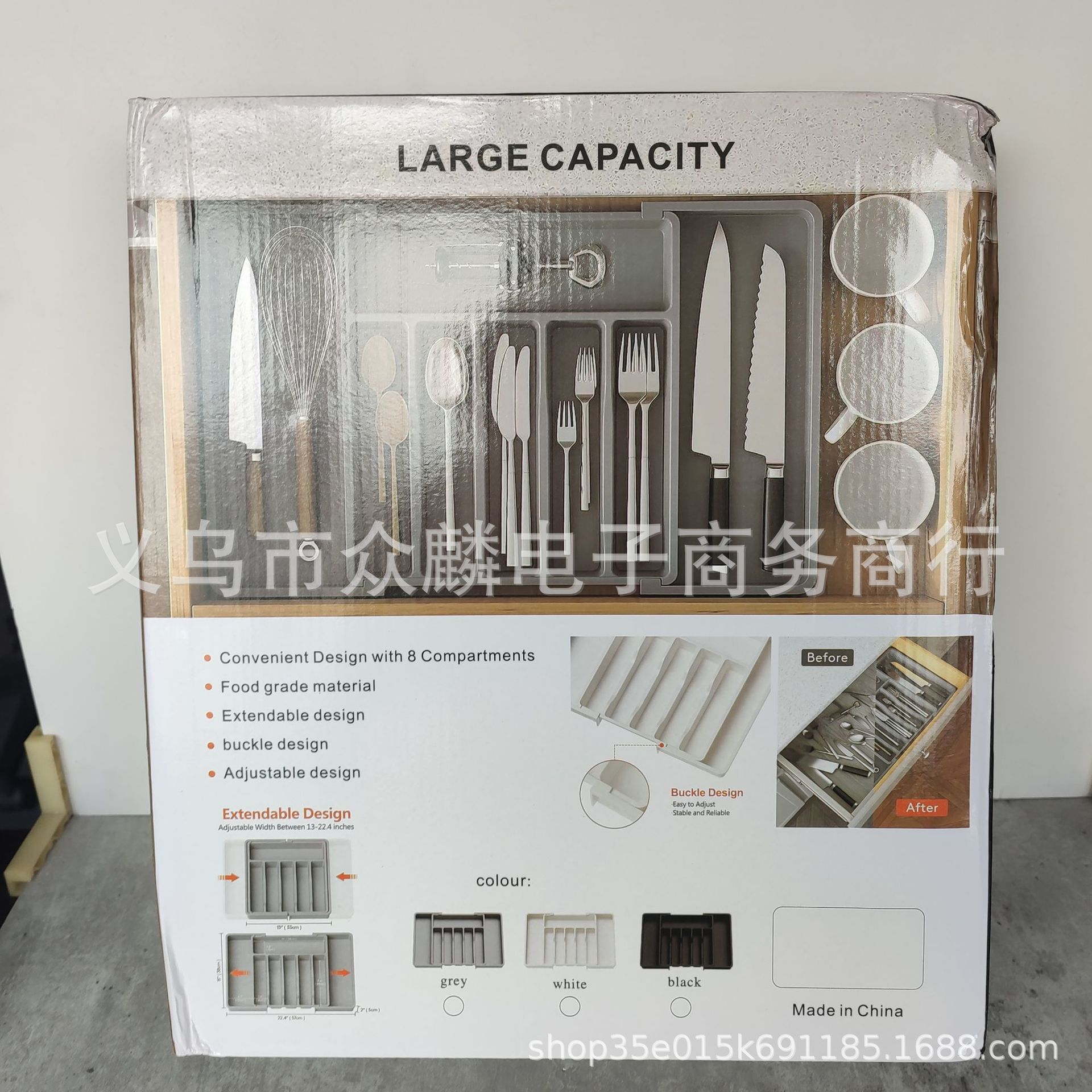 Bandeja de utensilios de cocina extensible