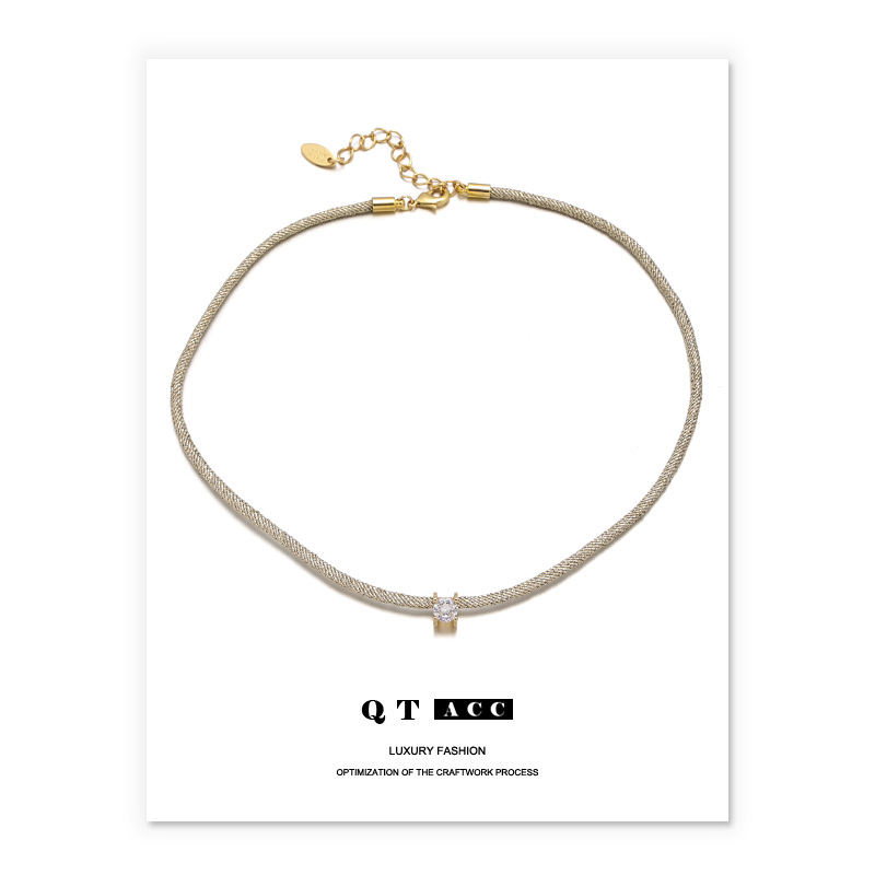 Latón chapado 18K oro real pasarela europea y americana temperamento de moda encantador ZIRCON oro cuerda collar pulsera 2023 nuevo image 8