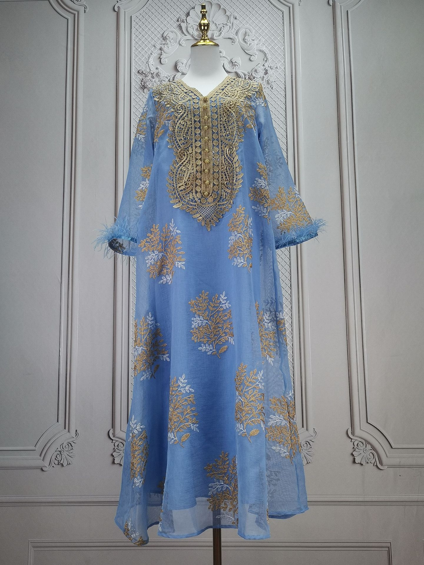 Damenbekleidung Bestickte muslimische Roben Arabische Kleidung Kleider_voghion.com