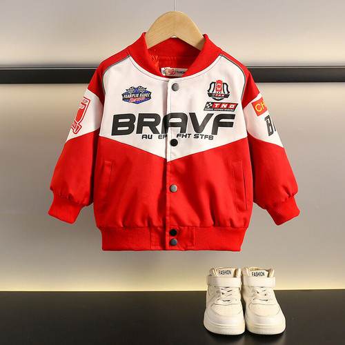 Boys motorcycle baseball jacket  spring and autumn new style children's Korean style trendy tops baby versatile clothes
