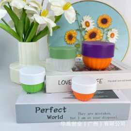 厂家批发南瓜罐多容量pp膏霜罐多规格条纹广口发膜面霜花瓣状