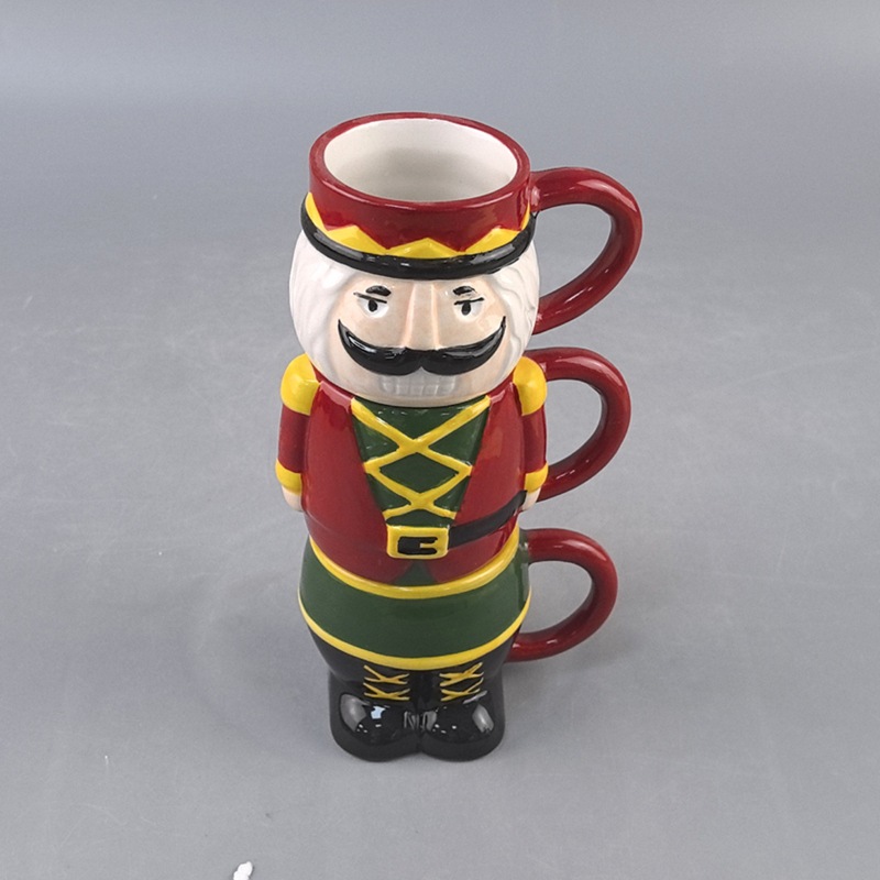 Cerámica Combinación creativa Taza de tres pilas King Husband Clown Ambiente navideño Pareja Taza de café Taza Taza de cerámica