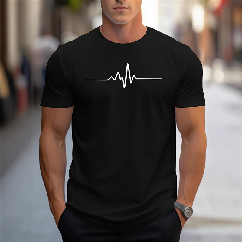 Men's Loose Size Creative Graphic Printing Slim Fit Casual Sports Round Neck Short Sleeve T-Shirt Top