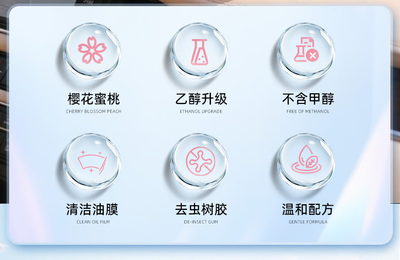 Car windshield cleaner for removing dirt and oil film, insect glue, ethanol, wiper fluid, non-stick water for summer use