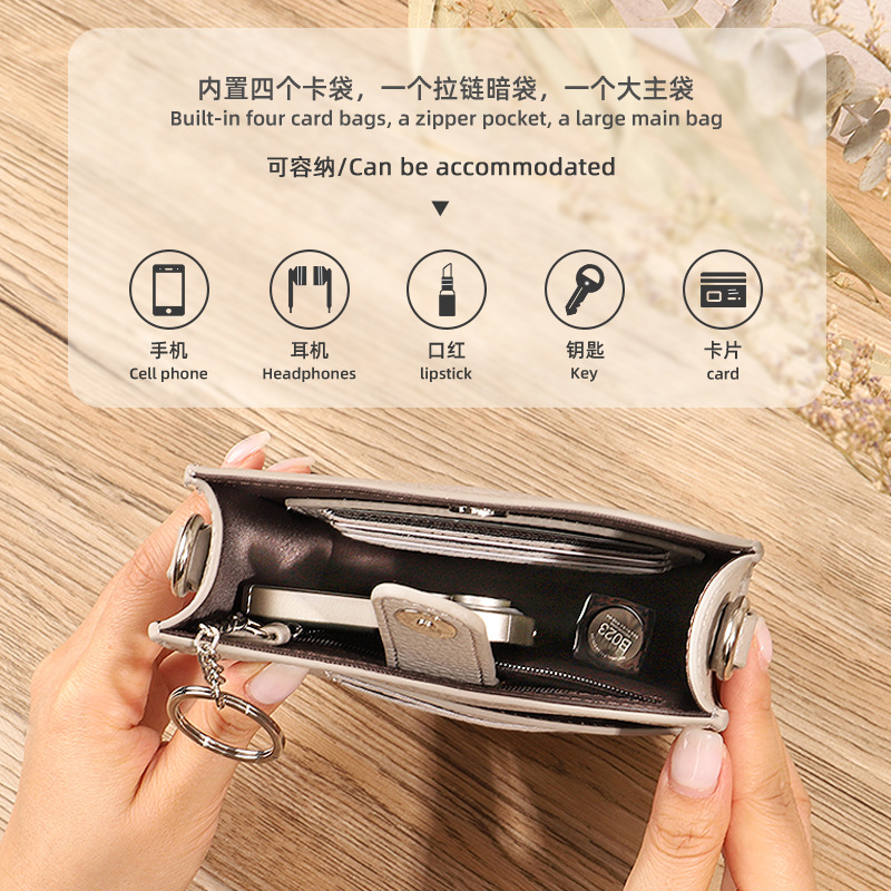 Nuevo bolso de tarjeta de todo fósforo de moda bolso de teléfono de mensajero con patrón de lichi cinturón de hombro ancho para mujer bolso de hombro simple de gran capacidad cuadrado