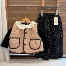 女童马甲2025秋冬外套韩版童装儿童洋气甜美毛毛圆领棉服宝宝棉袄