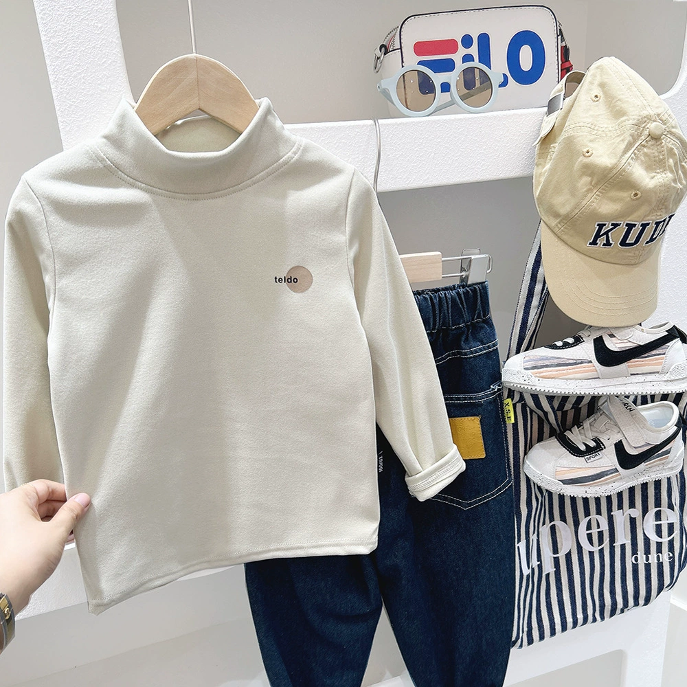Детская футболка с длинным рукавом и высоким воротником для мальчиков, западный стиль, размеры 100–150 см