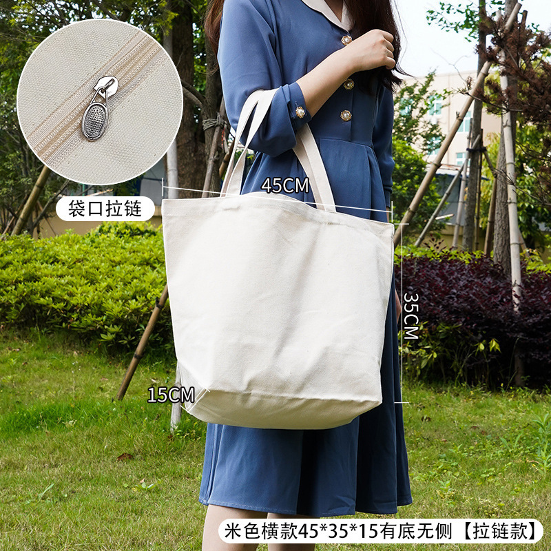 Bolsa de lona al por mayor logotipo personalizado sentido avanzado punto en blanco bricolaje graffiti lona blanca bolsa de tote personalizada