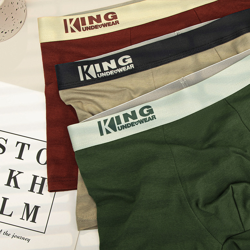 Nuevos pantalones interiores de tamaño grande de algodón masculino de cintura media ángulo plano transpirable antibacteriano jóvenes chicos deportivos de cuatro cuernos cabeza de pantalones cortos