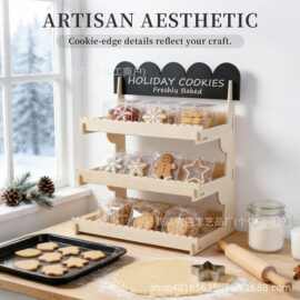跨境木制饼干展示架带黑板市场摊位摆摊分层饼干纸杯蛋糕糕点展示