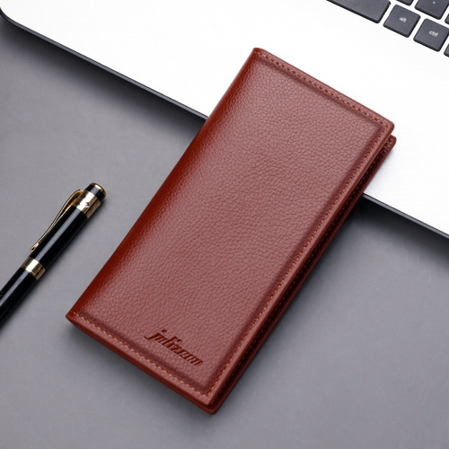 Long wallet, ultra-thin men's wallet, multiple card slots, soft leather, pebbled pattern, simple men's wallet, men wallet