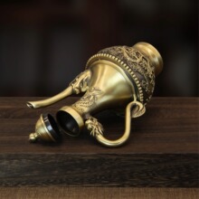 【工厂直供】黄铜拉丝铜壶竹节壶龙凤铜茶壶酒壶家居黄铜创意摆件