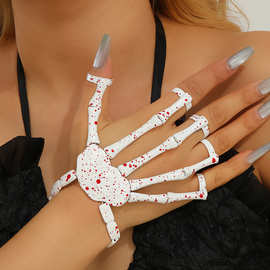 跨境热销新款万圣节饰品暗黑朋克吸血鬼骨骼连指弹力手镯手链女