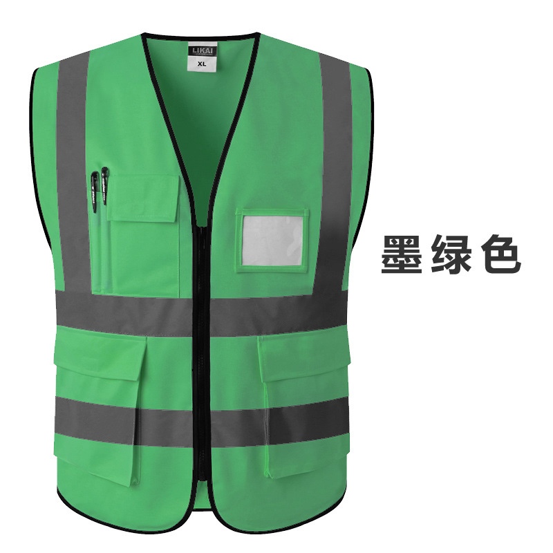 LIKAI chaleco reflectante de ingeniería chaleco fluorescente multi-Bolsillo tráfico seguridad vial ropa protectora imprimible