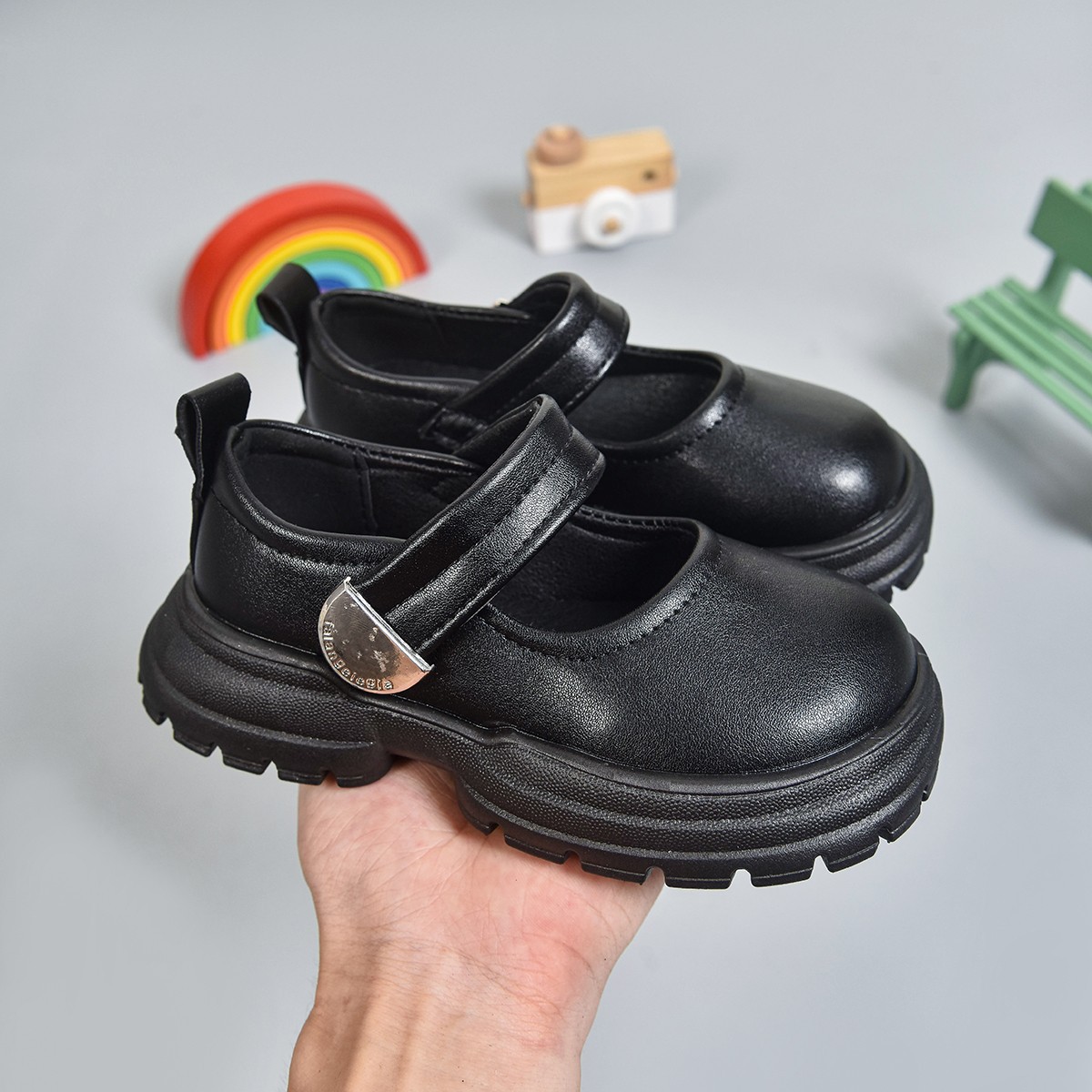 Niñas zapatos franceses de suela gruesa 2026 primavera y otoño nuevos zapatos princesa velcro aumento zapatos muffins japoneses image 3