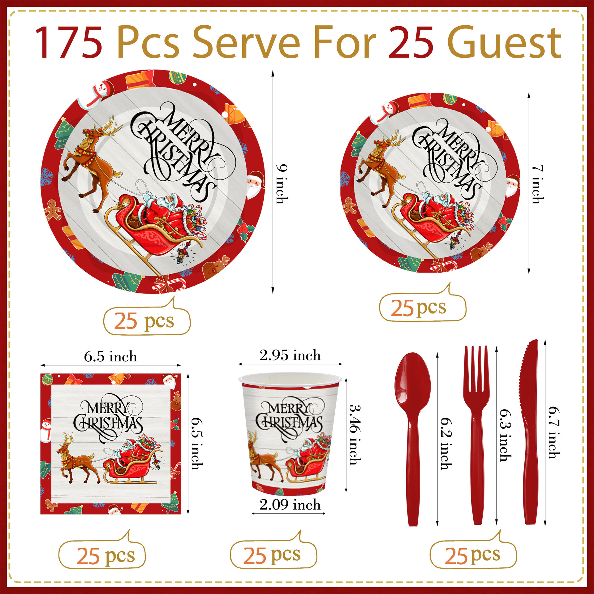 Nuevos productos transfronterizos Navidad Santa Claus Elk juego de vajilla desechable suministros de fiesta platos de papel desechables