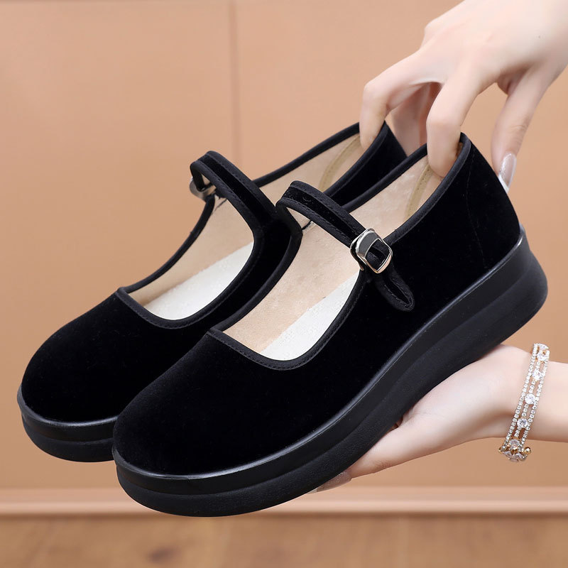 Dropshipping 2026 Spring Polyurethane Old Beijing Cloth Shoes for Women, Hotel Work Shoes, Mom Shoes That Are Comfortable and Don'T Tire Your Feet