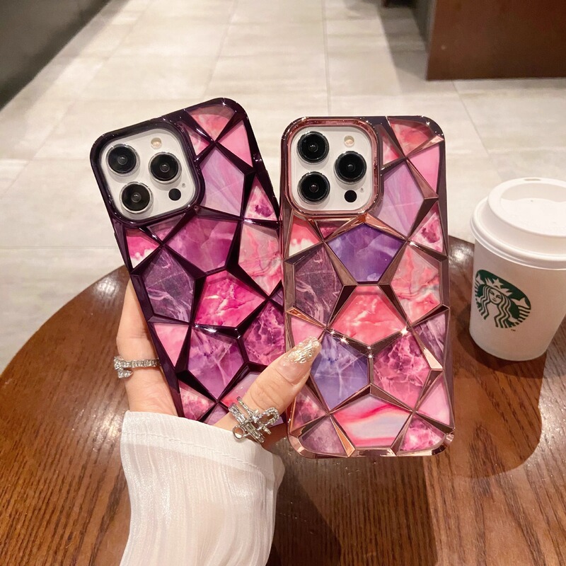 For Apple 16ProMax diamond gradient diamond pattern phone case iPhone15 three-dimensional luxury 14 protective cover
