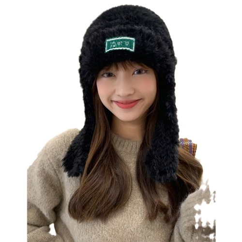 Cashmere Hat Lady Winter Cycling Warm Ear Protection Cross-Shoulder Hat Electric Bike Windproof Head Cover Fleece Cold-Resistant Lei Feng Hat